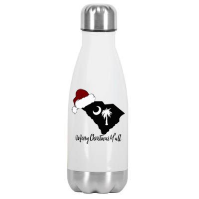 South Carolina Sc Merry Christmas Yall Stainless Steel Insulated Water Bottle