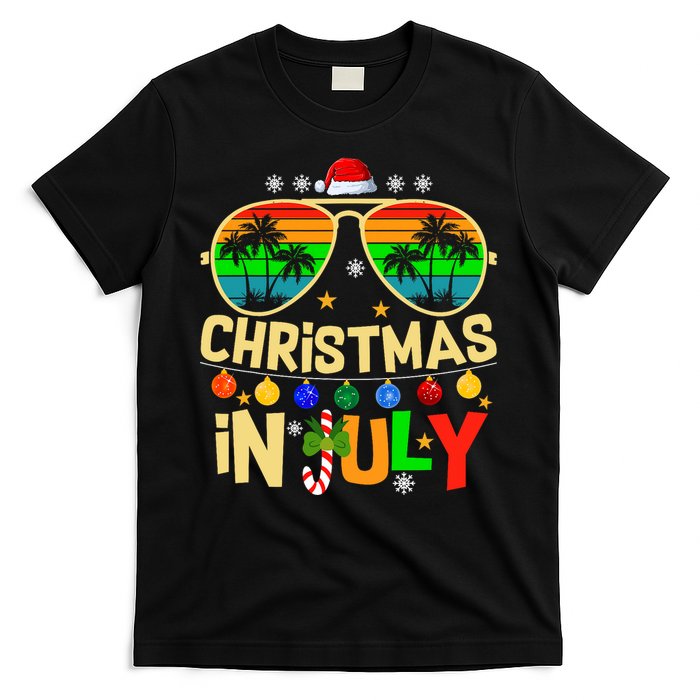 Santa Claus Sunglasses Beach Christmas In July T-Shirt