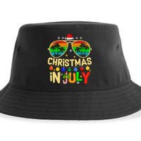 Santa Claus Sunglasses Beach Christmas In July Sustainable Bucket Hat