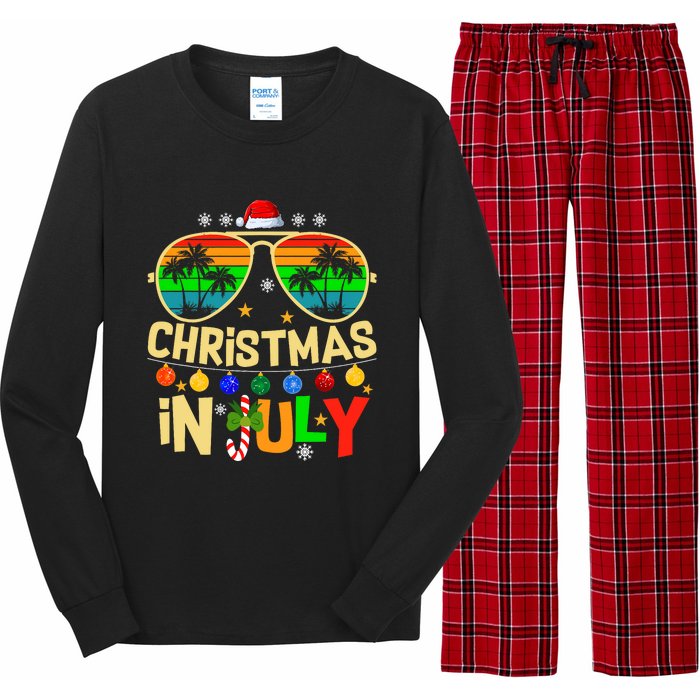 Santa Claus Sunglasses Beach Christmas In July Long Sleeve Pajama Set