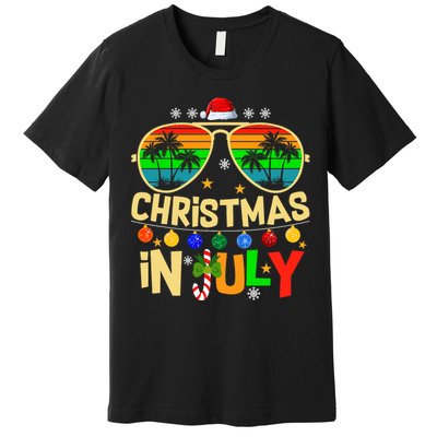 Santa Claus Sunglasses Beach Christmas In July Premium T-Shirt