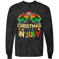 Santa Claus Sunglasses Beach Christmas In July Tie-Dye Long Sleeve Shirt