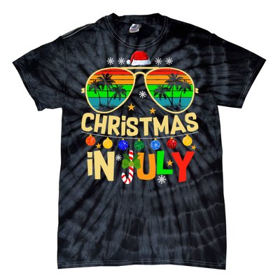 Santa Claus Sunglasses Beach Christmas In July Tie-Dye T-Shirt