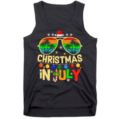 Santa Claus Sunglasses Beach Christmas In July Tank Top