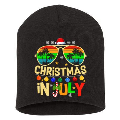 Santa Claus Sunglasses Beach Christmas In July Short Acrylic Beanie