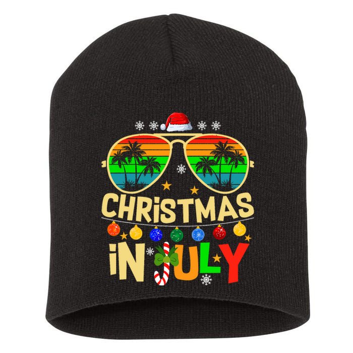 Santa Claus Sunglasses Beach Christmas In July Short Acrylic Beanie