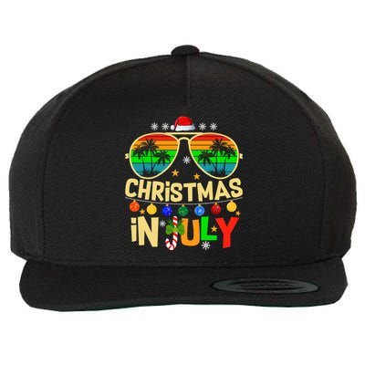 Santa Claus Sunglasses Beach Christmas In July Wool Snapback Cap