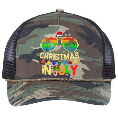 Santa Claus Sunglasses Beach Christmas In July Retro Rope Trucker Hat Cap