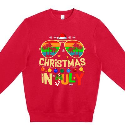 Santa Claus Sunglasses Beach Christmas In July Premium Crewneck Sweatshirt