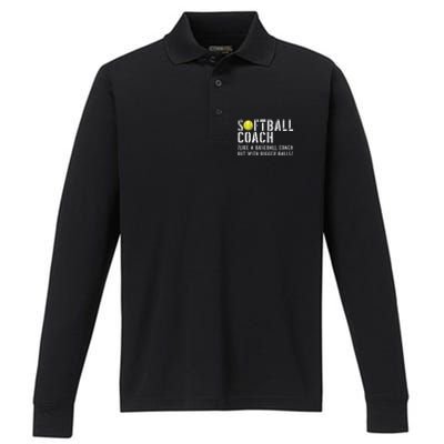 Softball Coach Shirts Softball Dad For Men Softball Coach Performance Long Sleeve Polo