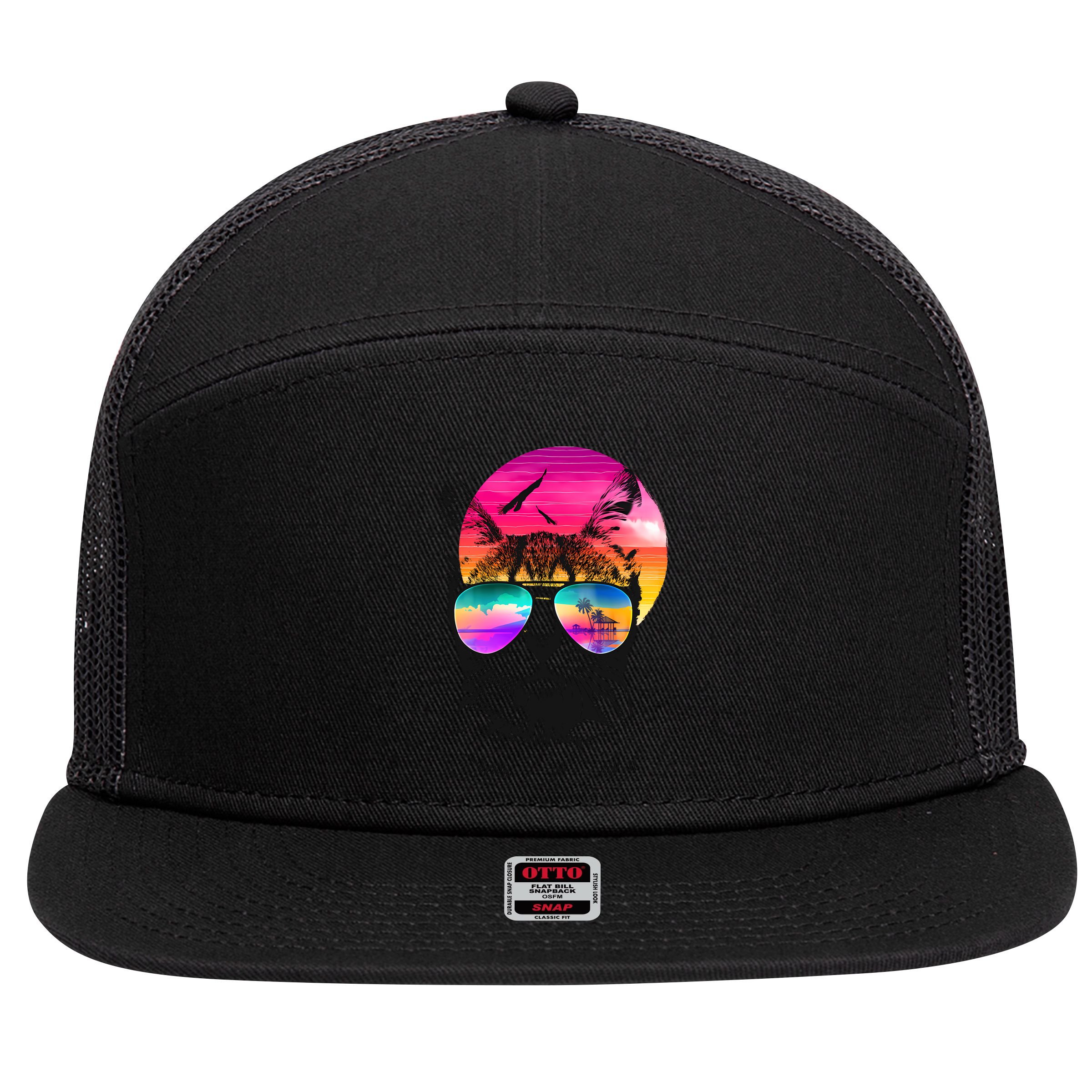 Summer Cat 7 Panel Mesh Trucker Snapback Hat