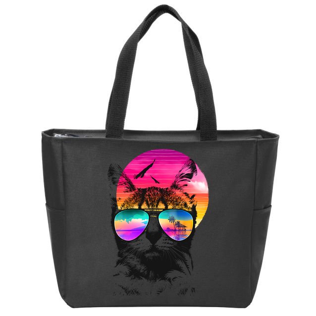 Summer Cat Zip Tote Bag