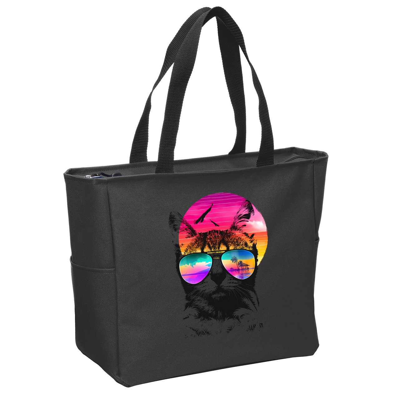Summer Cat Zip Tote Bag