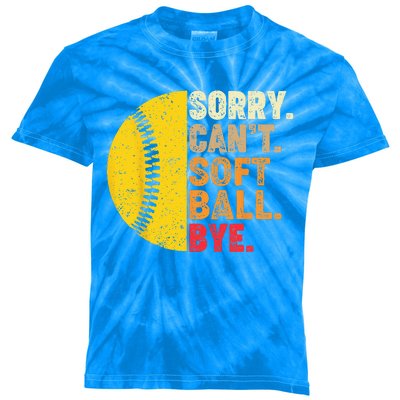 Sorry Cant Softball Bye Funny Softball Kids Tie-Dye T-Shirt