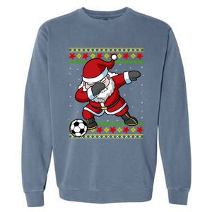 Santa Claus Soccer Dabbing Xmas Garment-Dyed Sweatshirt