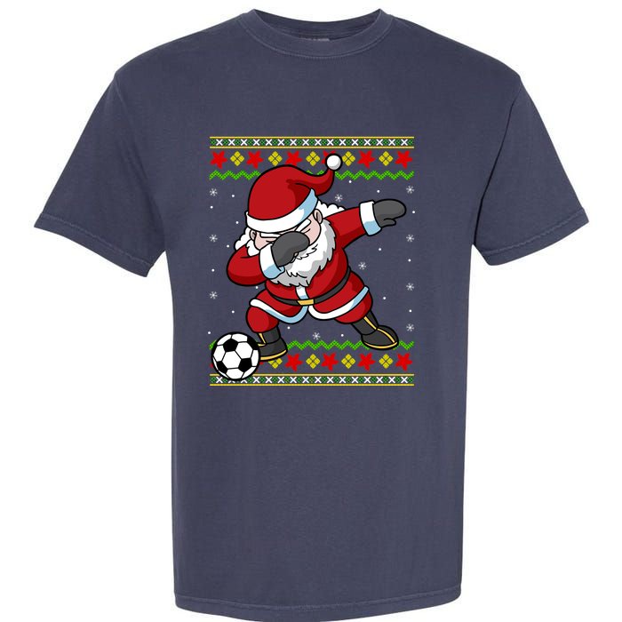 Santa Claus Soccer Dabbing Xmas Garment-Dyed Heavyweight T-Shirt