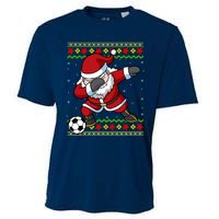 Santa Claus Soccer Dabbing Xmas Cooling Performance Crew T-Shirt