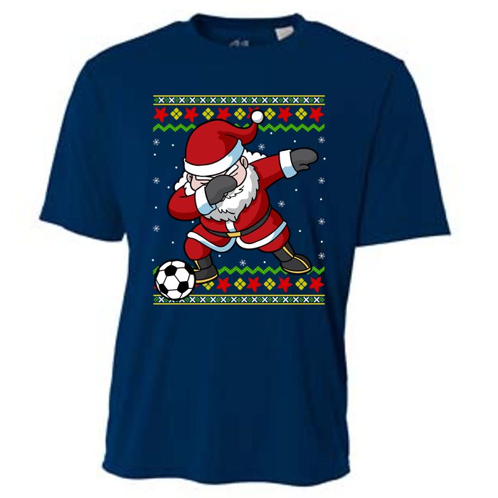 Santa Claus Soccer Dabbing Xmas Cooling Performance Crew T-Shirt