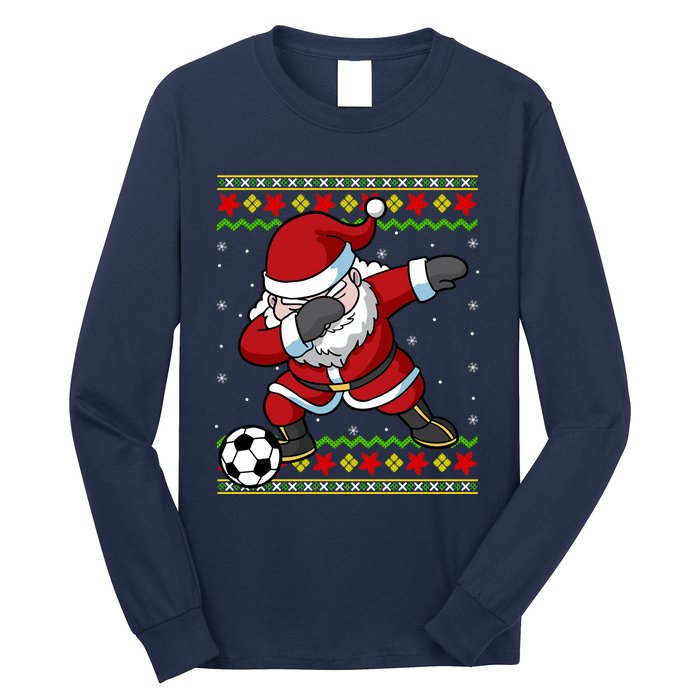 Santa Claus Soccer Dabbing Xmas Long Sleeve Shirt