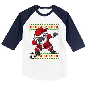 Santa Claus Soccer Dabbing Xmas Baseball Sleeve Shirt