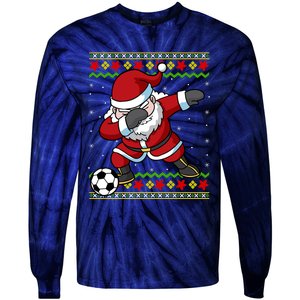 Santa Claus Soccer Dabbing Xmas Tie-Dye Long Sleeve Shirt