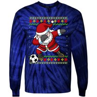 Santa Claus Soccer Dabbing Xmas Tie-Dye Long Sleeve Shirt