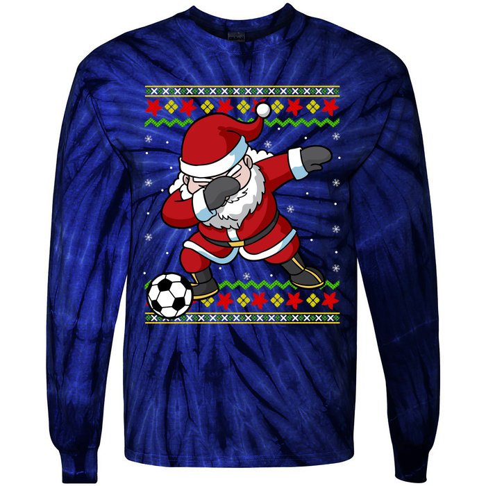 Santa Claus Soccer Dabbing Xmas Tie-Dye Long Sleeve Shirt