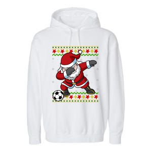 Santa Claus Soccer Dabbing Xmas Garment-Dyed Fleece Hoodie