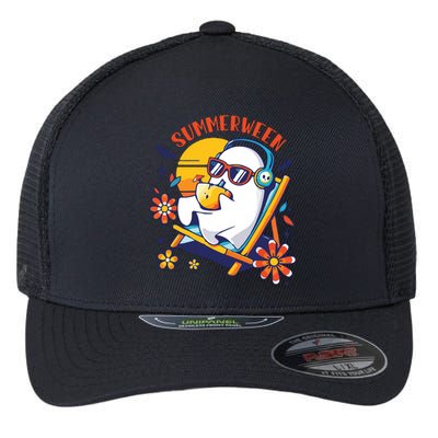 Summerween Cute Spooky Summer Ghost Halloween Lover Flexfit Unipanel Trucker Cap