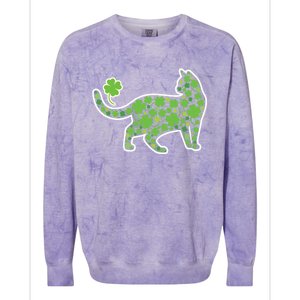 Shamrock Cat St Patricks Day For Irish Feline Lover Gift Colorblast Crewneck Sweatshirt