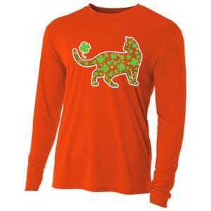 Shamrock Cat St Patricks Day For Irish Feline Lover Gift Cooling Performance Long Sleeve Crew