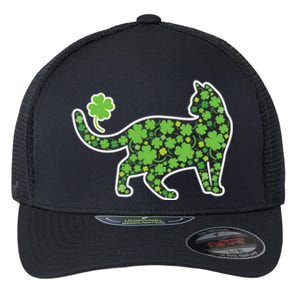 Shamrock Cat St Patricks Day For Irish Feline Lover Gift Flexfit Unipanel Trucker Cap