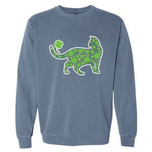 Shamrock Cat St Patricks Day For Irish Feline Lover Gift Garment-Dyed Sweatshirt