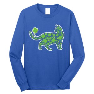 Shamrock Cat St Patricks Day For Irish Feline Lover Gift Long Sleeve Shirt