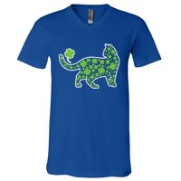 Shamrock Cat St Patricks Day For Irish Feline Lover Gift V-Neck T-Shirt