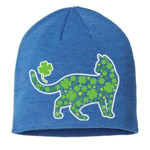 Shamrock Cat St Patricks Day For Irish Feline Lover Gift Sustainable Beanie