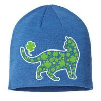 Shamrock Cat St Patricks Day For Irish Feline Lover Gift Sustainable Beanie