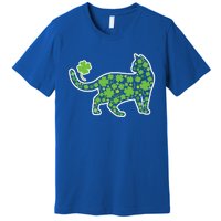 Shamrock Cat St Patricks Day For Irish Feline Lover Gift Premium T-Shirt