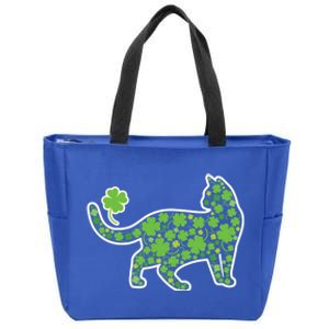 Shamrock Cat St Patricks Day For Irish Feline Lover Gift Zip Tote Bag