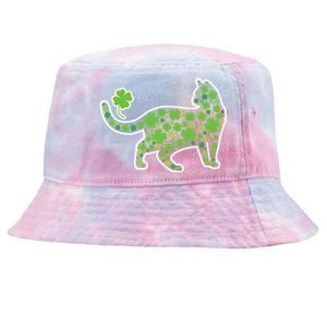 Shamrock Cat St Patricks Day For Irish Feline Lover Gift Tie-Dyed Bucket Hat