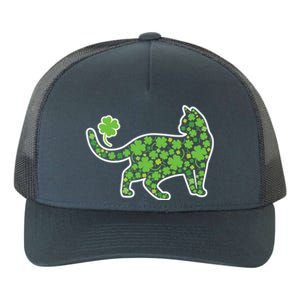 Shamrock Cat St Patricks Day For Irish Feline Lover Gift Yupoong Adult 5-Panel Trucker Hat