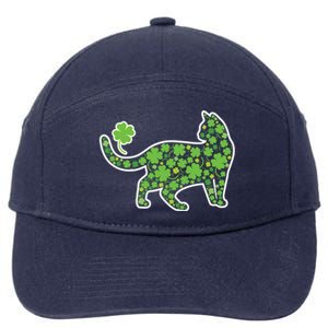 Shamrock Cat St Patricks Day For Irish Feline Lover Gift 7-Panel Snapback Hat