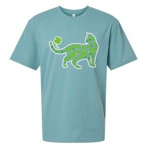 Shamrock Cat St Patricks Day For Irish Feline Lover Gift Sueded Cloud Jersey T-Shirt