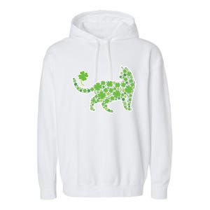 Shamrock Cat St Patricks Day For Irish Feline Lover Gift Garment-Dyed Fleece Hoodie