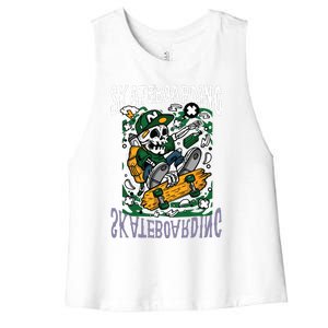 Santa Cruz Skateboarding Skull Skateboard Street Wear Women's Racerback Cropped Tank