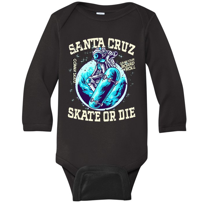 Santa Cruz Skateboard Retro Vintage Street Wear Astronaut Baby Long Sleeve Bodysuit