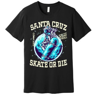 Santa Cruz Skateboard Retro Vintage Street Wear Astronaut Premium T-Shirt