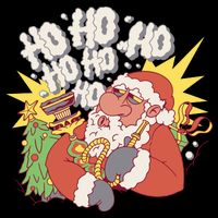 Santa Claus Smoking Hookah Stripe Pom Pom Beanie