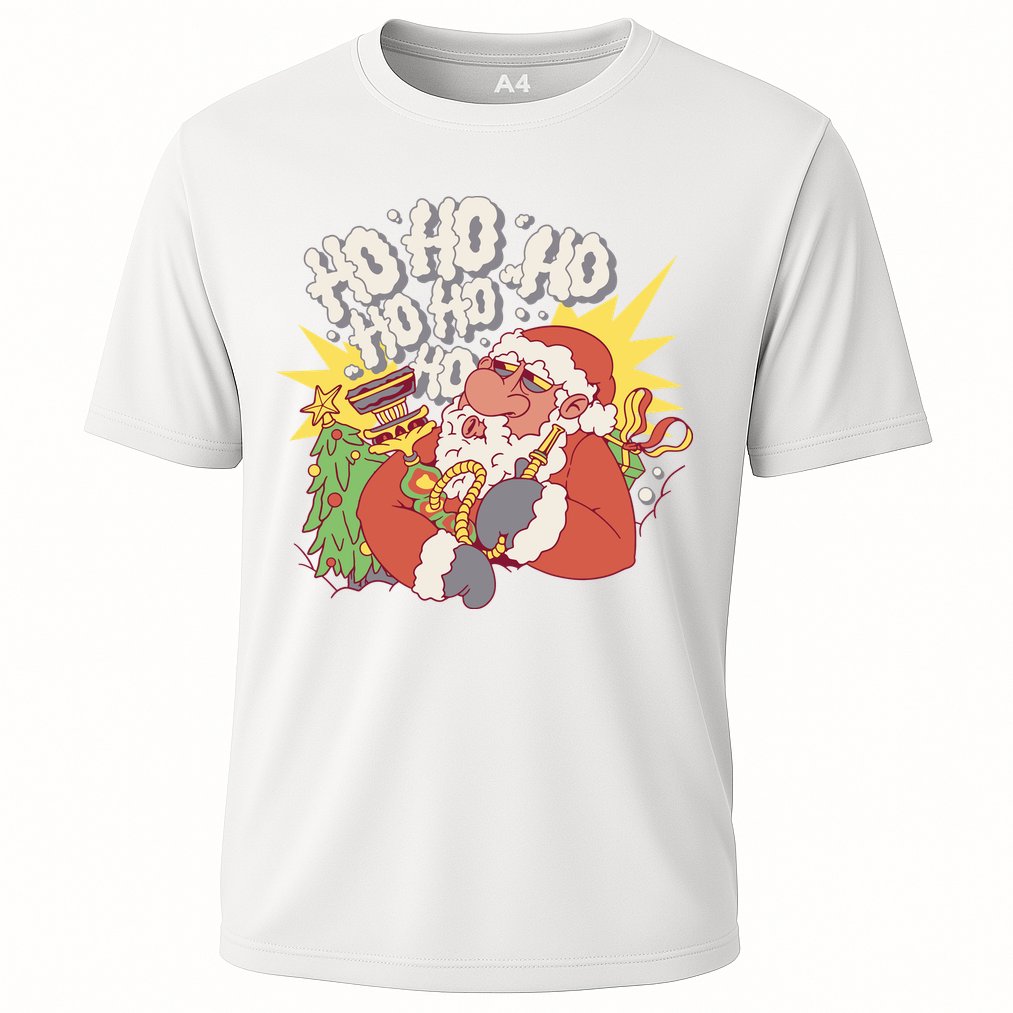 Santa Claus Smoking Hookah Cooling Performance Crew T-Shirt