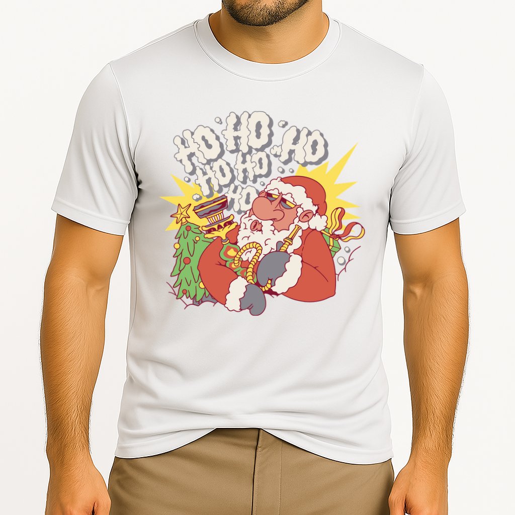 Santa Claus Smoking Hookah Cooling Performance Crew T-Shirt